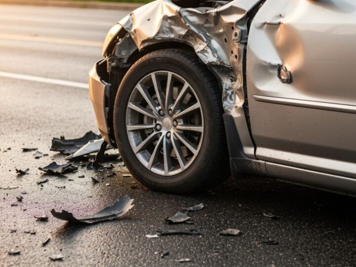 Wypadek na Purkyniego: Kobieta w Volvo rozbija infrastrukturę drogową