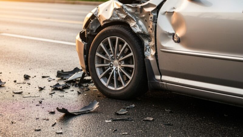 Wypadek na Purkyniego: Kobieta w Volvo rozbija infrastrukturę drogową